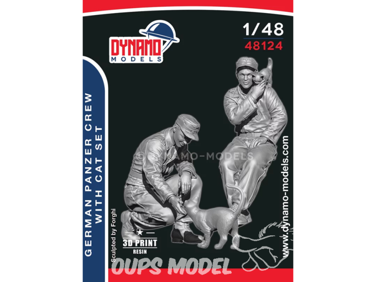 Dynamo models figurine 48124 Equipage de char Allemand Panzer avec chats Set de 2 figurines 1/48