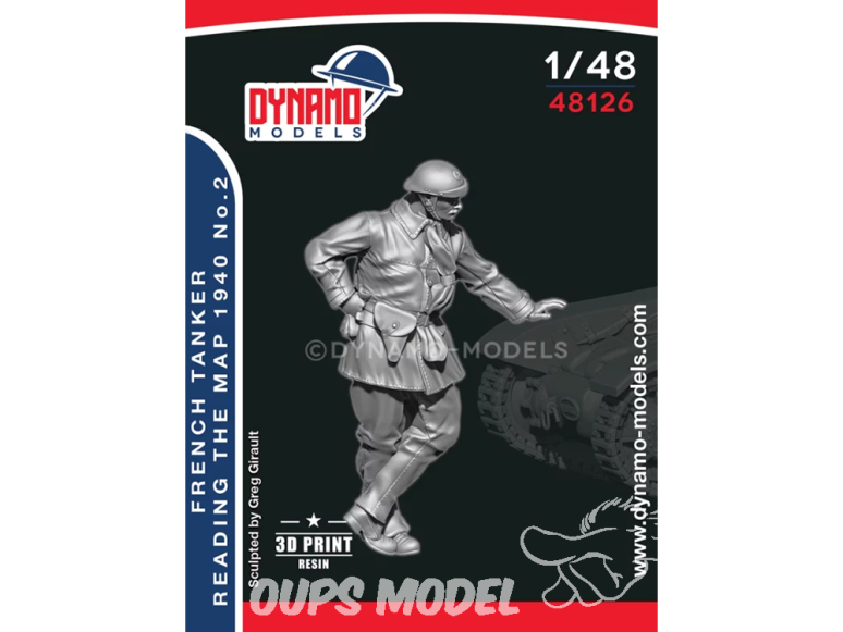 Dynamo models figurine 48126 Tankiste Français lisant une carte 1940 No.2 1/48