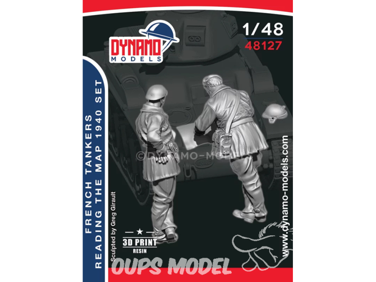 Dynamo models figurine 48127 Equipage de char Français lisant une carte 1940 Set de 2 figurines 1/48