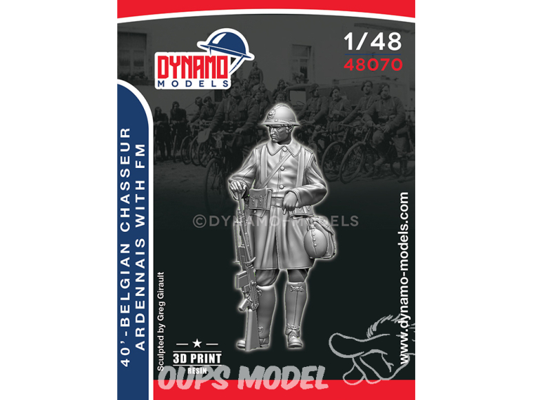 Dynamo models figurine 48070 Chasseur Belge Ardennais 1940 avec Fusil mitrailleur 1/48