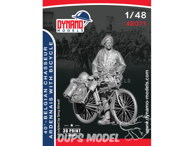 Dynamo models figurine 48071 Chasseur Belge Ardennais 1940 avec bicyclette 1/48