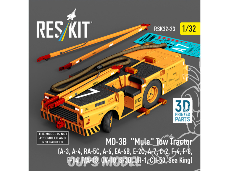 ResKit kit RSK48-0023 Tracteur de remorquage MD-3B « Mule » kit de modèle imprimé en 3D 1/32