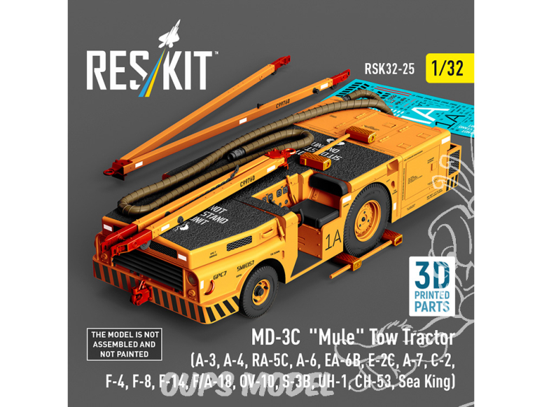 ResKit kit RSK32-0025 Tracteur de remorquage MD-3T « Mule » kit de modèle imprimé en 3D 1/32