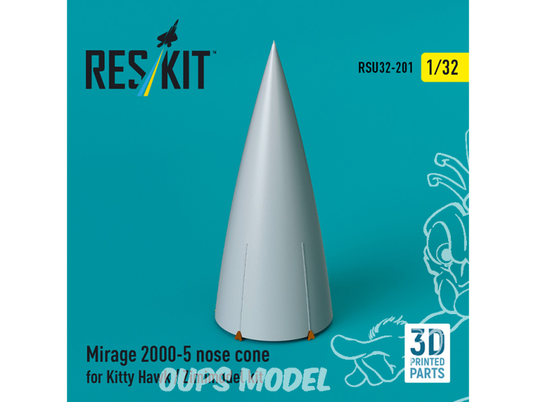 ResKit avion RSU32-0201 Cône de nez Mirage 2000-5 pour kit Kitty Hawk imprimé en 3D 1/32