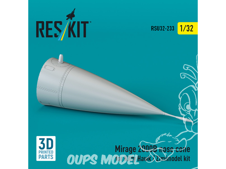 ResKit avion RSU32-0233 Cône de nez Mirage 2000B pour kit Kitty Hawk imprimé en 3D 1/32