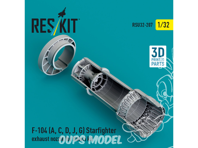 ResKit amelioration RSU32-0207 Buse d'échappement du F-104A,C,D,J,G Starfighter pour kit Italeri imprimé en 3D 1/32