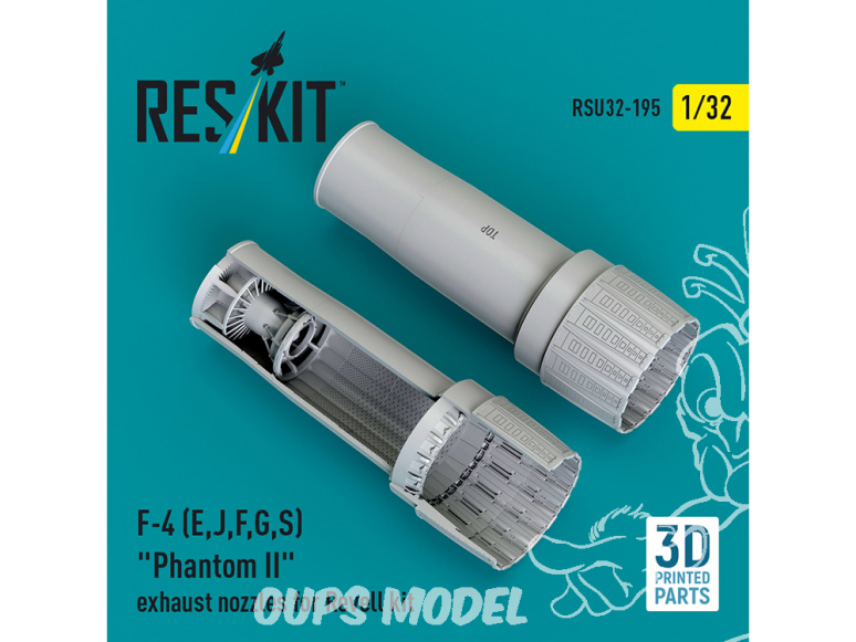 ResKit amelioration RSU32-0195 Tuyères d'échappement F-4E, J, F, G, S Phantom II pour maquette Revell impression 3D 1/32