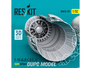 ResKit amelioration RSU32-0151 Tuyères échappement ouverte F-15 Eagle/Strike Eagle A,B,C,D,E early J F100-PW-220 kit Tamiya 1/32