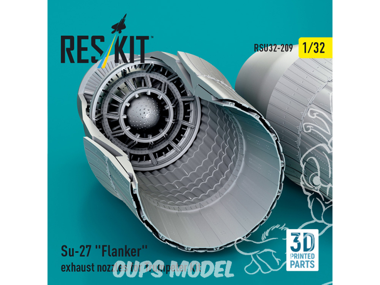 ResKit amelioration RSU32-0209 Tuyères d'échappement du Su-27 Flanker pour maquette Trumpeter imprimées en 3D 1/32