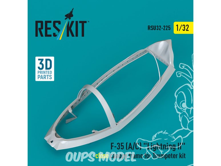 ResKit amelioration RSU32-0225 Canopy fermée maquette Trumpeter F-35A/C Lightning II (impression 3D) 1/32
