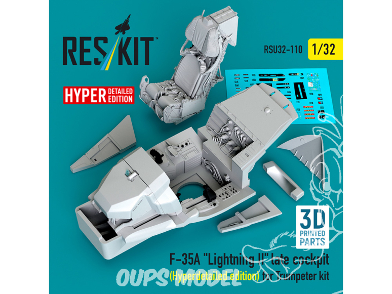 ResKit amelioration RSU32-0110 Cockpit tardif F-35A Lightning II Édition hyperdétaillée Kit Trumpeter 1/32