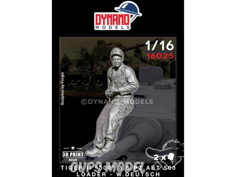 Dynamo models figurine 16025 Tankiste Allemand de Tigre II "300" 3.S.Pz.Abt 503 Chargeur - W. Deutsch 1/16