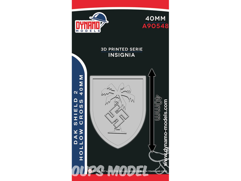 Dynamo models Insigne A90548-40 DAK Shield 2 Hollow Cross 40mm