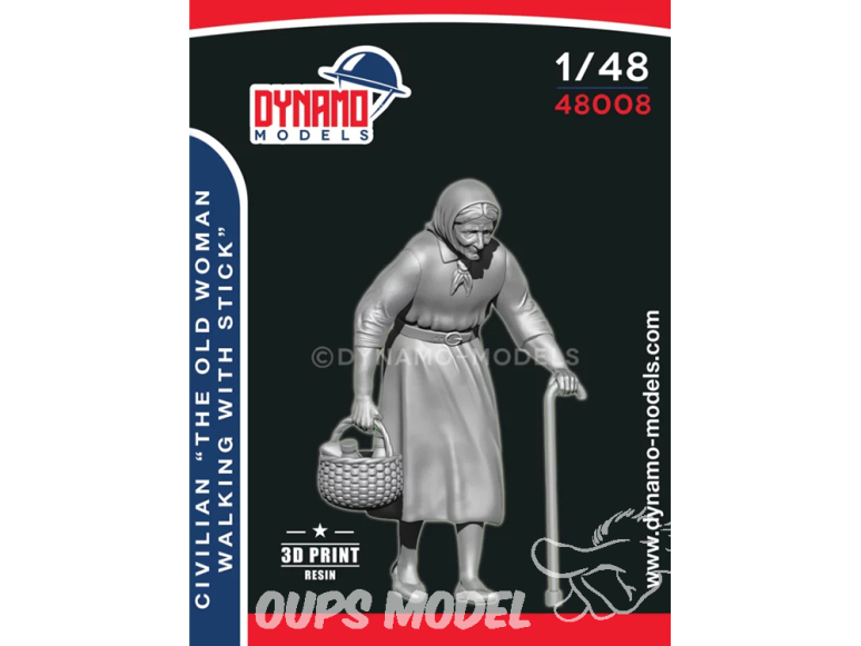 Dynamo models figurine 48008 Civil - Vieille femme marchant avec une canne 1/48