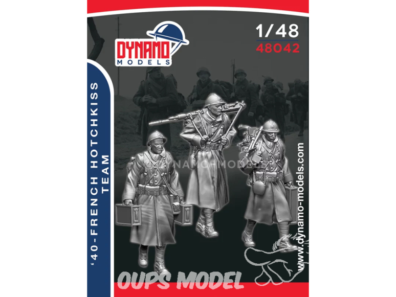 Dynamo models figurine 48042 Infanterie Française Equipage Hotchkiss 1940 Set de 3 figurines 1/48