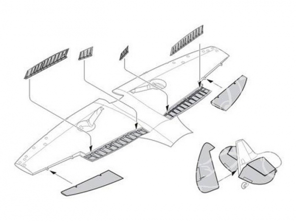 CMK kit amelioration 7225 SET SURFACES DE CONTRÔLE pour SPITFIRE Mk.I airfix 1/72