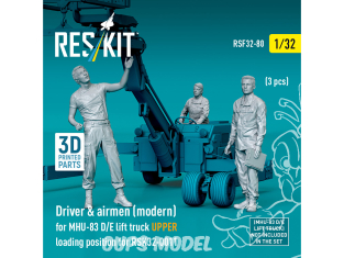 ResKit Figurine RSF32-0080 Chariot élévateur moderne MHU-83 D/E conducteur et aviateurs position chargement supérieure 1/32