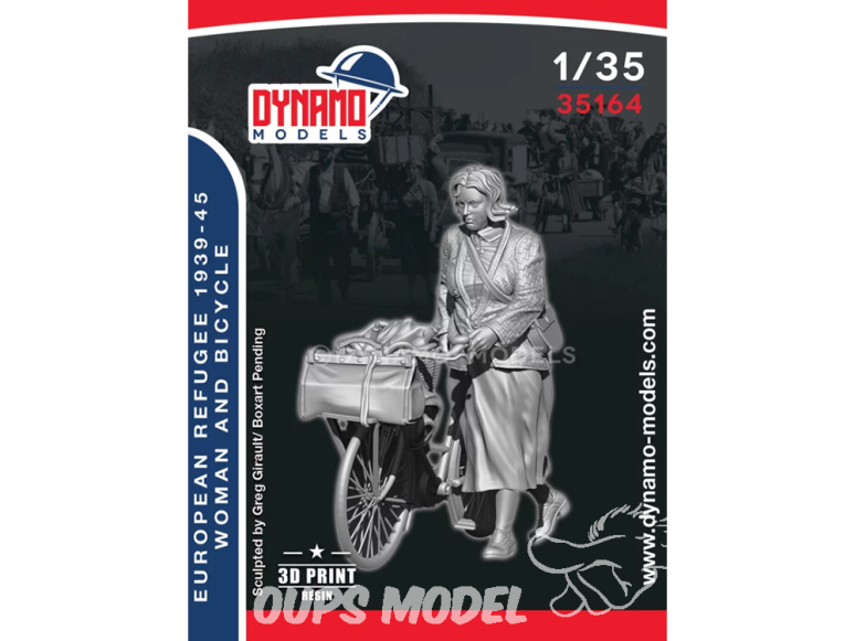 Dynamo models figurine 35164 Réfugié Européen 1939 - 1945 - Femme avec bicyclette 1/35