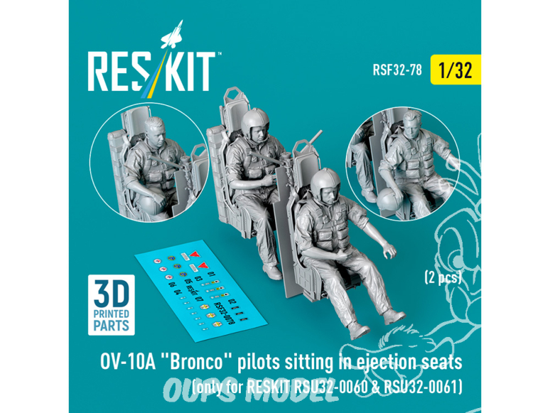 ResKit Figurine RSF32-0078 Des pilotes d'OV-10A Bronco assis dans des sièges éjectables kit Reslit 1/32