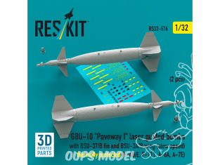 ResKit kit RS32-0576 Bombes guidées laser GBU-10 Paveway aileron BSU-37/B et BSU-3A/B faible vitesse protection thermique 1/32