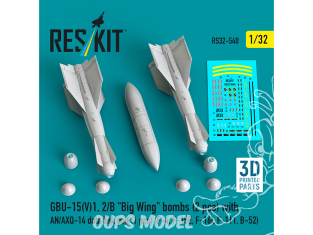 ResKit kit RS32-0540 GBU-15V1, 2/B "Big Wing" bombes 2 pièces avec pod de liaison de données AN/AXQ-14 1/32