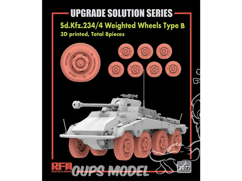Rye Field Model maquette militaire 2077 Roues lestées Sd.Kfz.234 Type B 1/35