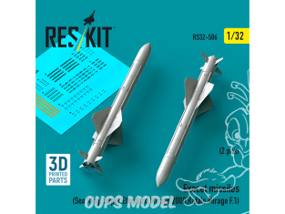 ResKit kit RS32-0506 Missiles Exocet 2 pièces imprimés en 3D 1/32