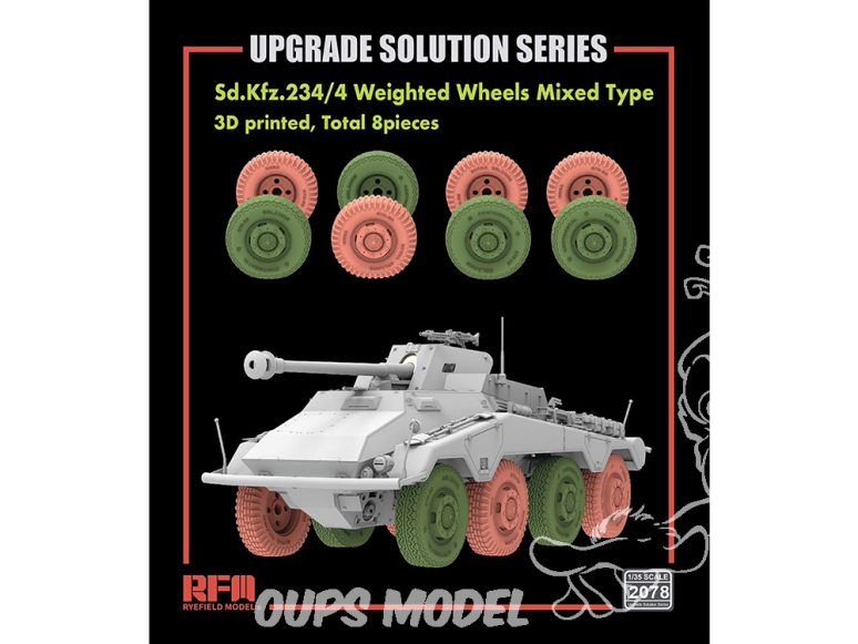 Rye Field Model maquette militaire 2078 Roues lestées Sd.Kfz.234 Type A+B Mix 1/35