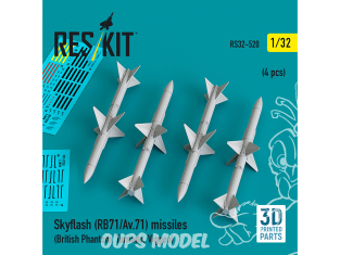 ResKit kit RS32-0520 Missiles Skyflash RB71/Av.71, 4 pièces, imprimés en 3D 1/32