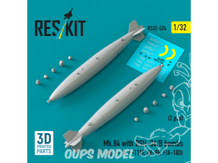 ResKit kit RS32-0524 Mk.84 avec bombes BSU-36/B 2 pièces imprimées en 3D 1/32