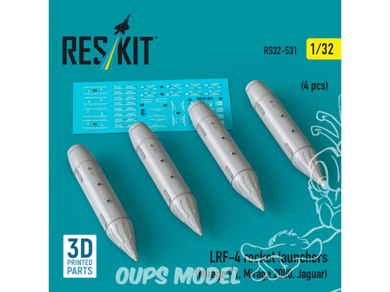 ResKit kit RS32-0531 Lance-roquettes LRF-4 4 pièces imprimé en 3D 1/32