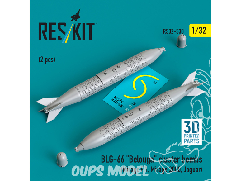 ResKit kit RS32-0530 Bombes à fragmentation BLG-66 « Belouga » 2 pièces imprimées en 3D 1/32