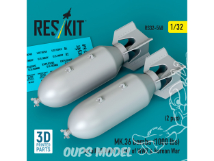 ResKit kit RS32-0548 Bombes MK.36 2 nités 1000 livres 'US Navy et la RAF WWII Impression 3D 1/32