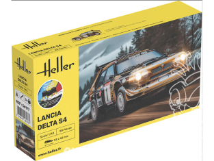HELLER maquette voiture 56177 STARTER KIT Lancia Delta S4 inclus peintures principale colle et pinceau 1/43