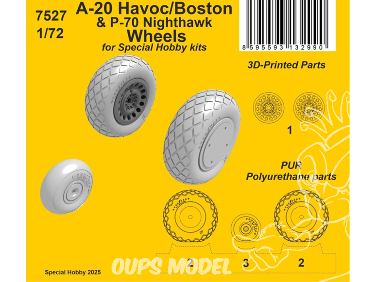 CMK kit resine 7527 Roues A-20 Havoc/Boston/P-70 Nighthawk pour kits Special Hobby 1/72