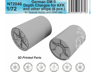 Cmk N72046 Charges de profondeur allemandes DM II (6 pièces) pour KFK et autres navires pour kit Spécial Hobby 1/72
