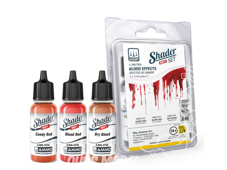 MIG Shader acrylique 7331 Set effets sang 3 x 17ml