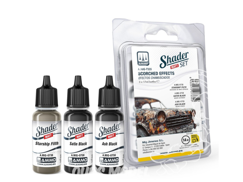 MIG Shader acrylique 7335 Set effets de brûlure 3 x 17ml