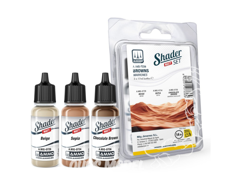 MIG Shader acrylique 7336 Set marrons 3 x 17ml