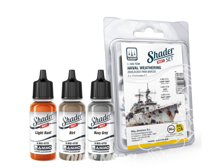 MIG Shader acrylique 7338 Set weathering naval 3 x 17ml