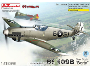 AZ Model Kit avion AZ7896 Messerschmitt Bf 109B Berta au dessus de l'espagne 1/72