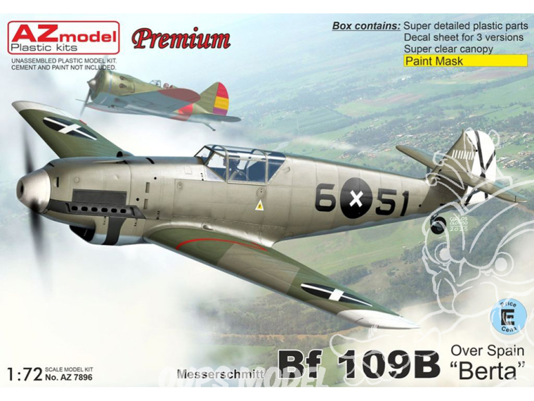 AZ Model Kit avion AZ7897 Messerschmitt Bf 109D Dora Hartmann 1/72