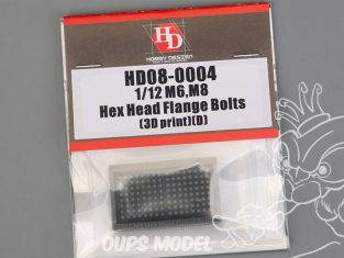 Hobby Design accessoire HD08-0004 M6 - M8 Boulons à tête hexagonale (D) impression 3D 1/12 Hobby Design accessoire HD08-0004 M6 - M8 Boulons à tête hexagonale (D) impression 3D 1/12
