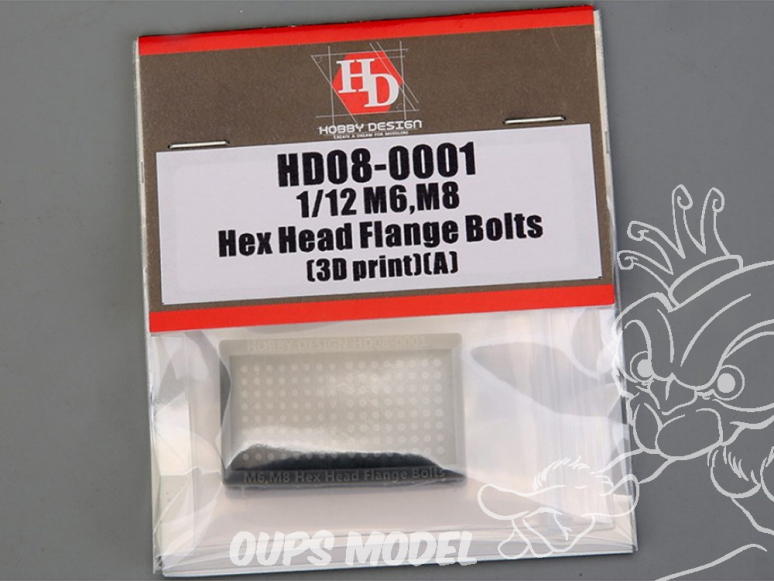 Hobby Design accessoire HD08-0004 M6 - M8 Boulons à tête hexagonale (D) impression 3D 1/12