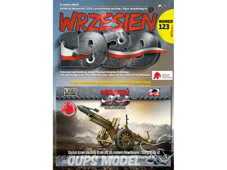 First to Fight maquette militaire pl123 Canon d'infanterie lourd sIG 33 de 15 cm avec roues en bois et Stielgranate 42. 1/72