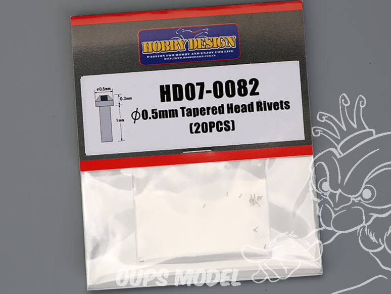 Hobby Design amélioration HD07-0082 Rivets à tête conique 0,5mm x20 1/24