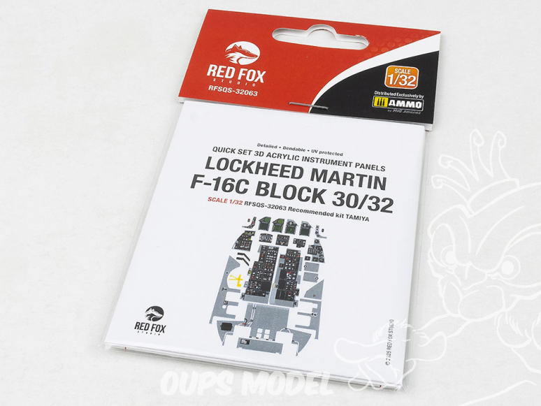 Red Fox Studio Tableaux de bord 3D avion RFQS-32063 Lockheed F-16C Block 30/32 Tamiya 1/32