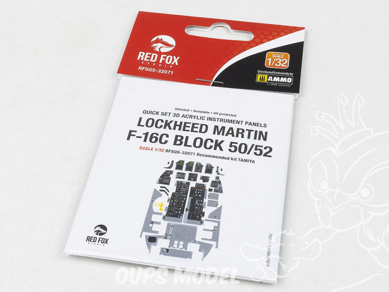 Red Fox Studio Tableaux de bord 3D avion RFQS-32071 Lockheed F-16C Block 50/52 Tamiya 1/32