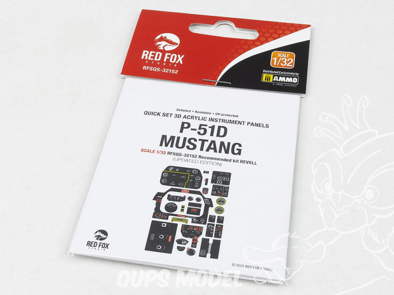 Red Fox Studio Tableaux de bord 3D avion RFQS-32152 P-51D Mustang Revell 1/32