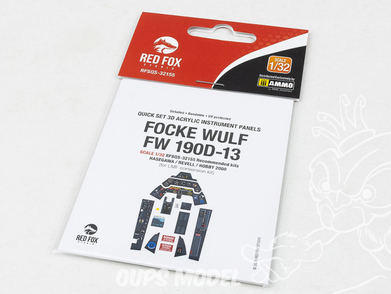 Red Fox Studio Tableaux de bord 3D avion RFQS-32155 Focke Wulf Fw 190D-13 pour LMF Hasegawa / Revell / Hobby 2000 1/32